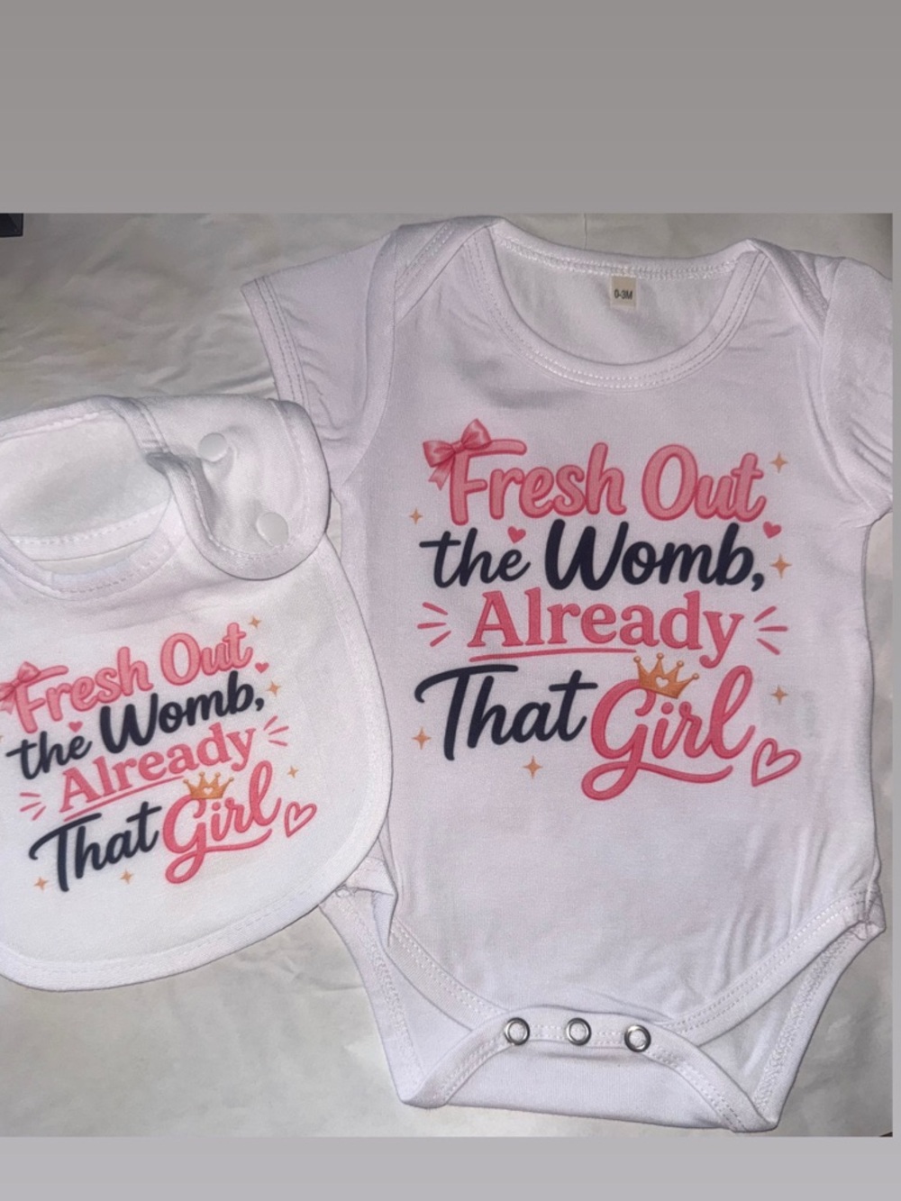 ✨ Fresh Out the Womb, Already That Girl – Newborn T-shirt & Bib Set ✨